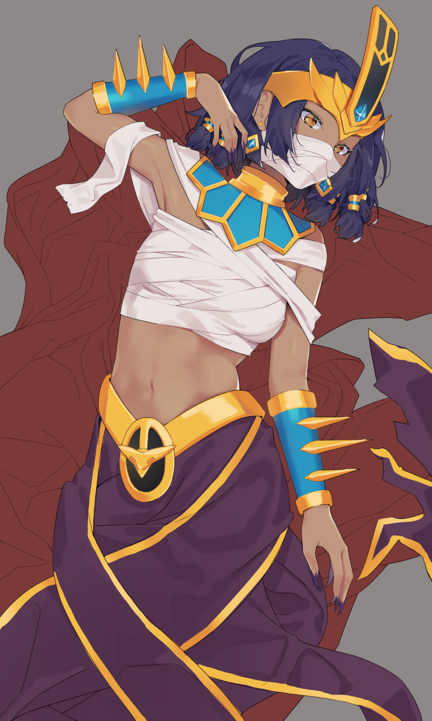 1girl, absurdres, agnamore, amen-ra_(idle_heroes), ancient_egyptian, ancient_egyptian_clothes, arm_up, bad_id