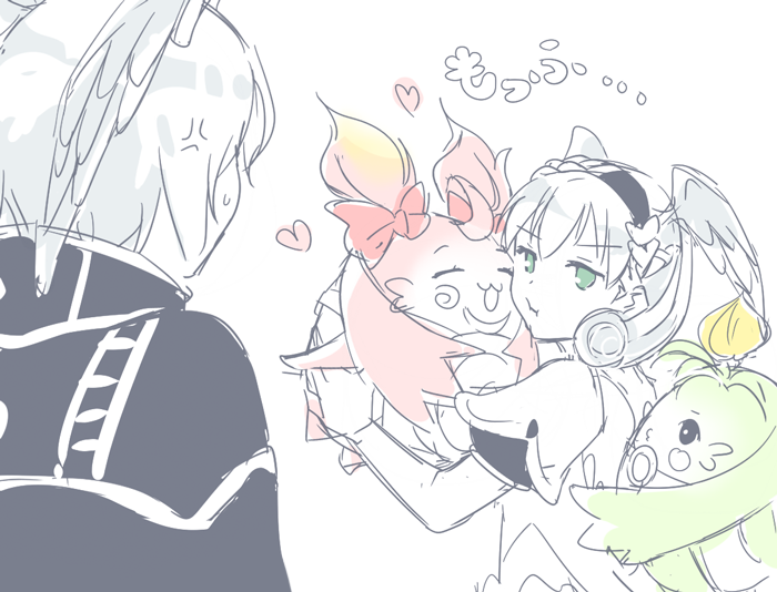 2boys, 2girls, :3, anger_vein, braid, crown_braid, gael'gar, green_eyes