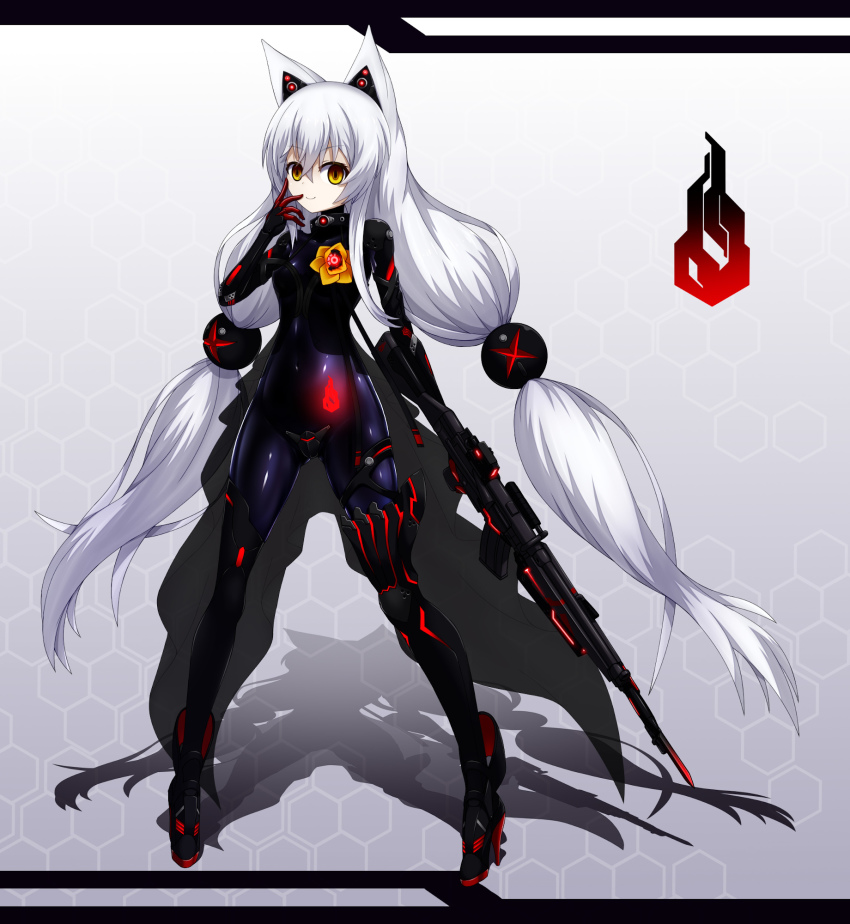 1girl, alternate_costume, alternate_eye_color, alternate_hair_color, black_bodysuit, bodysuit, breasts, corruption