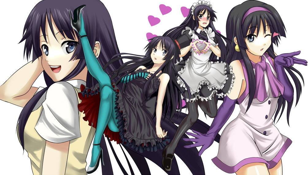 00s, 1girl, akiyama_mio, alternate_costume, bad_id, bad_pixiv_id, black_hair, blue_eyes