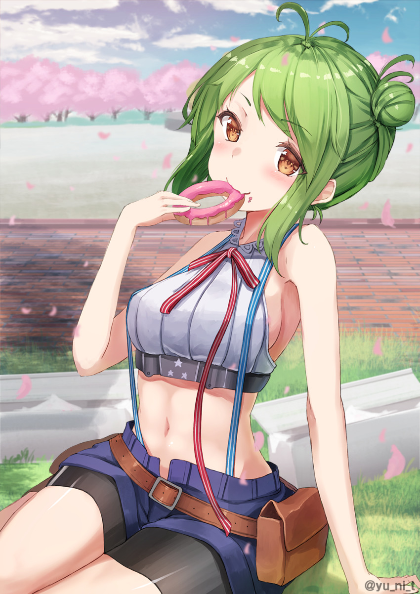 1girl, ahoge, artist_name, azur_lane, bad_id, bad_pixiv_id, belt_pouch, bike_shorts