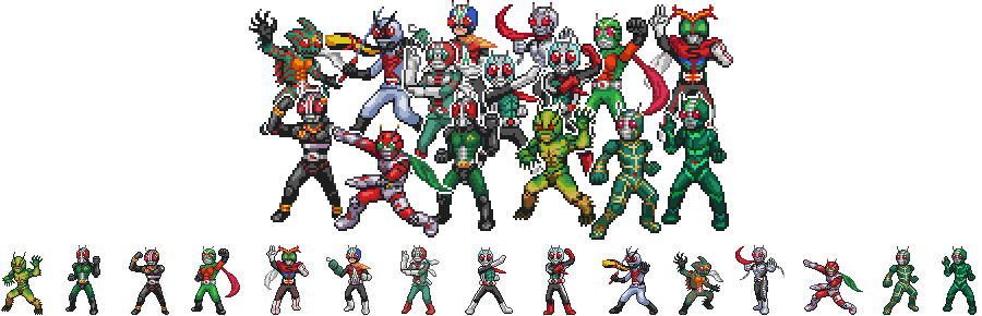 6+boys, everyone, hideomi, hidewomi, kamen_rider, kamen_rider_(1st_series), kamen_rider_1, kamen_rider_2