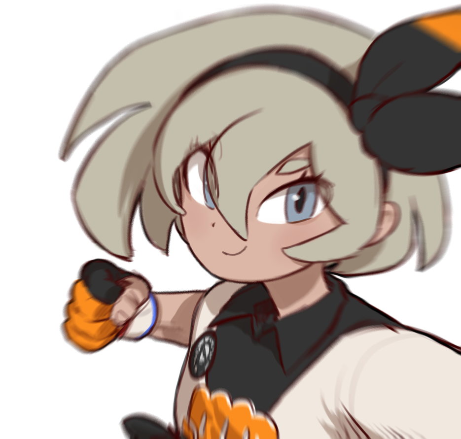 1girl, bea_(pokemon), blue_eyes, bow, dark-skinned_female, dark_skin, female_focus, gloves