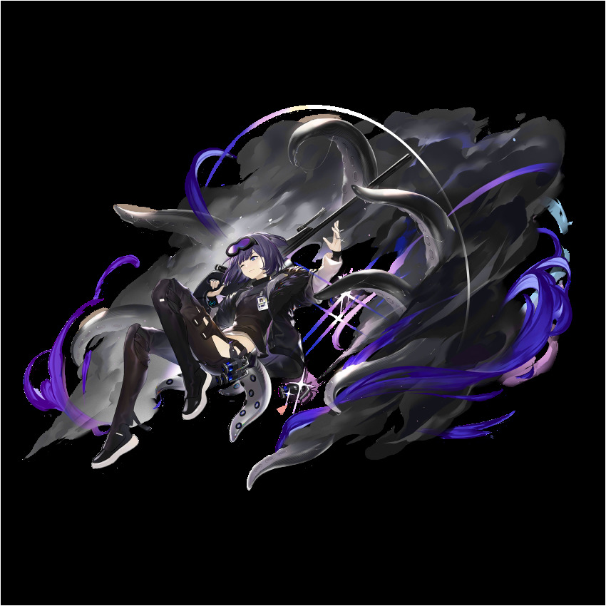 1girl, andreana_(arknights), andreana_(elite_ii)_(arknights), arknights, black_gloves, black_jacket, black_pants, black_shirt