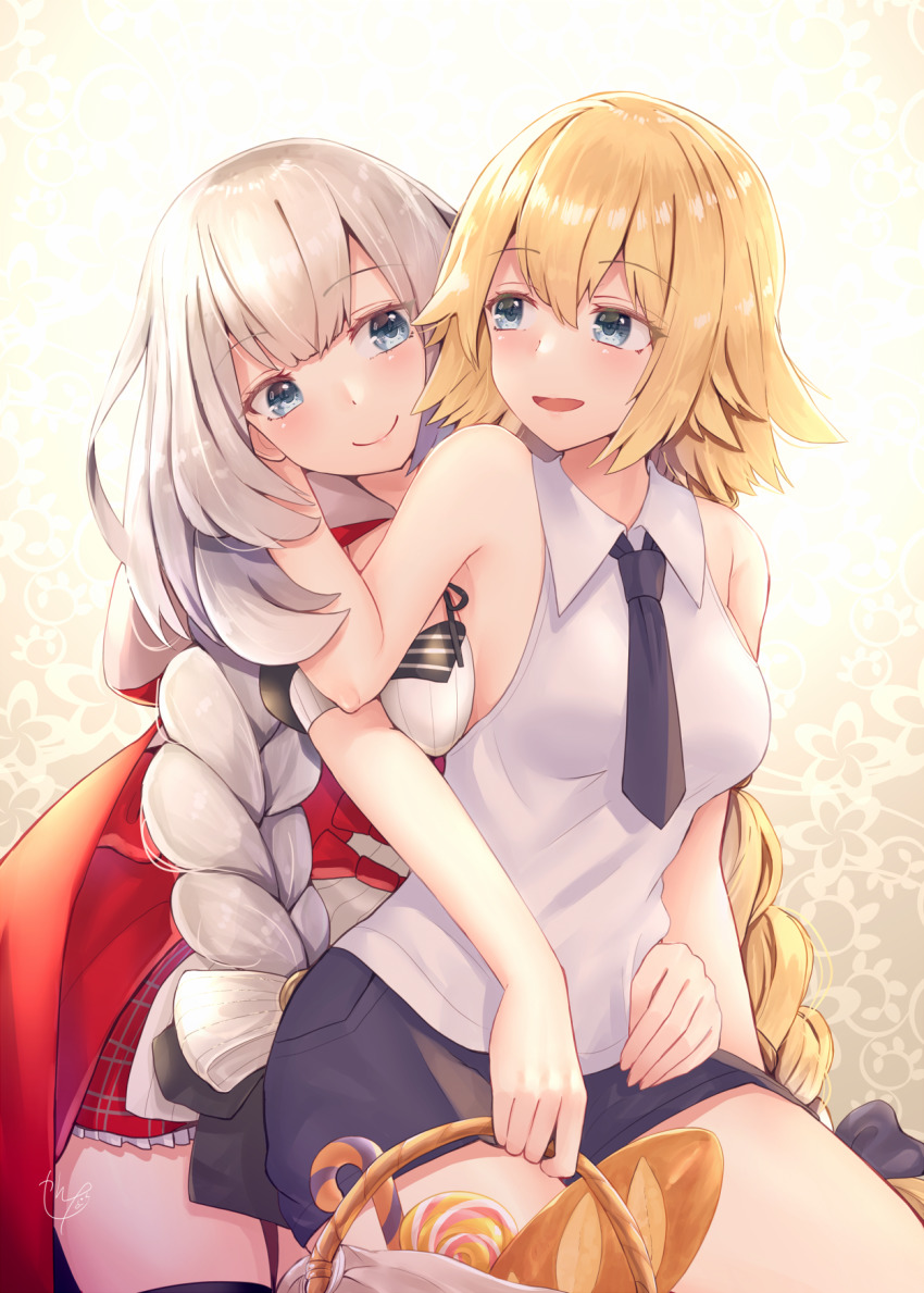 2girls, :d, armpit_peek, backlighting, bad_id, bad_pixiv_id, bare_arms, bare_shoulders