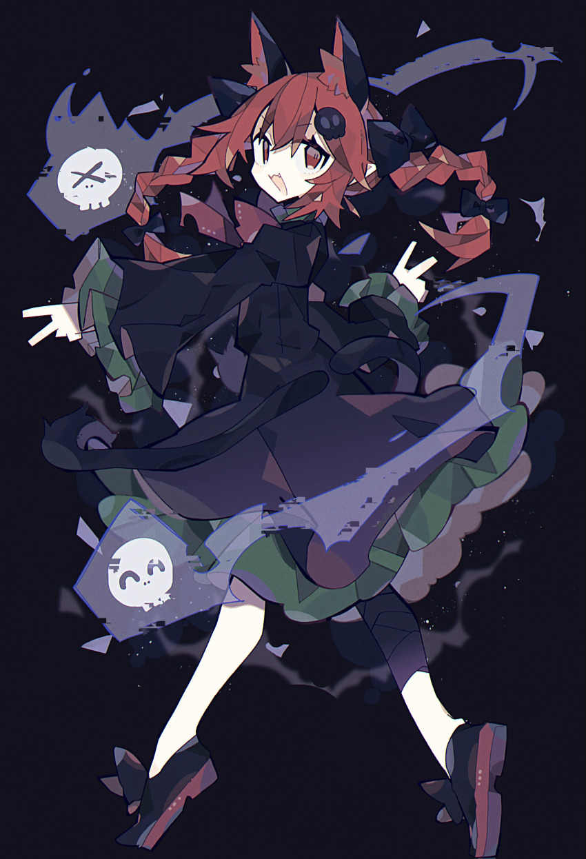 1girl, :3, ^_^, absurdres, animal_ears, bad_id, bad_twitter_id, bare_legs