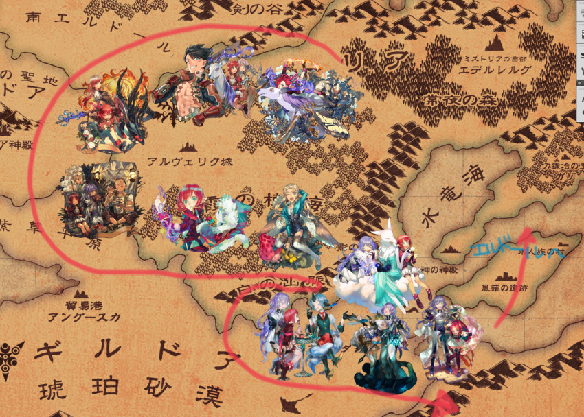 black_hair, blonde_hair, blue_eyes, borrowed_character, creature, deer, fairy, fantasy