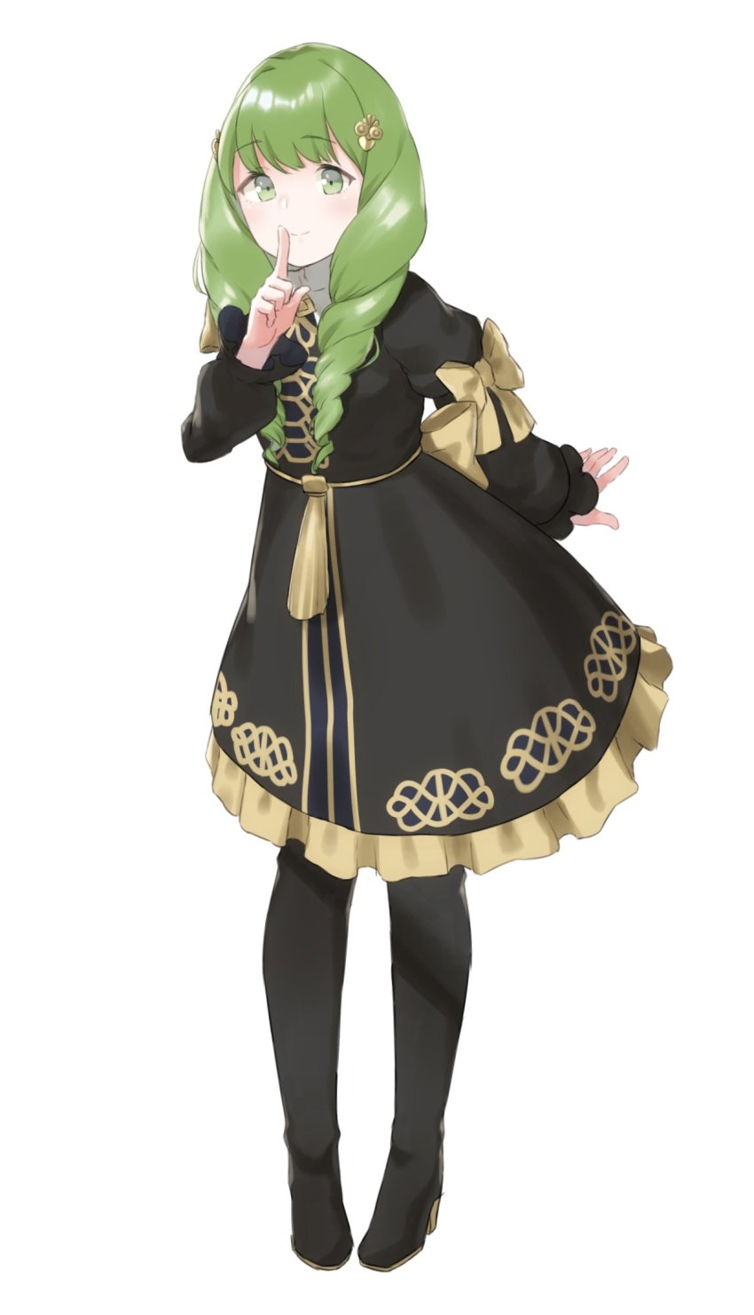 1girl, boots, bow, closed_mouth, fire_emblem, fire_emblem:_three_houses, flayn_(fire_emblem), full_body