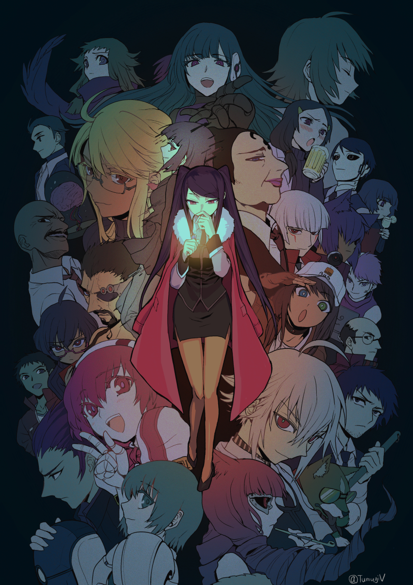 1other, 6+boys, 6+girls, absurdres, ahoge, alcohol, alma_armas, android