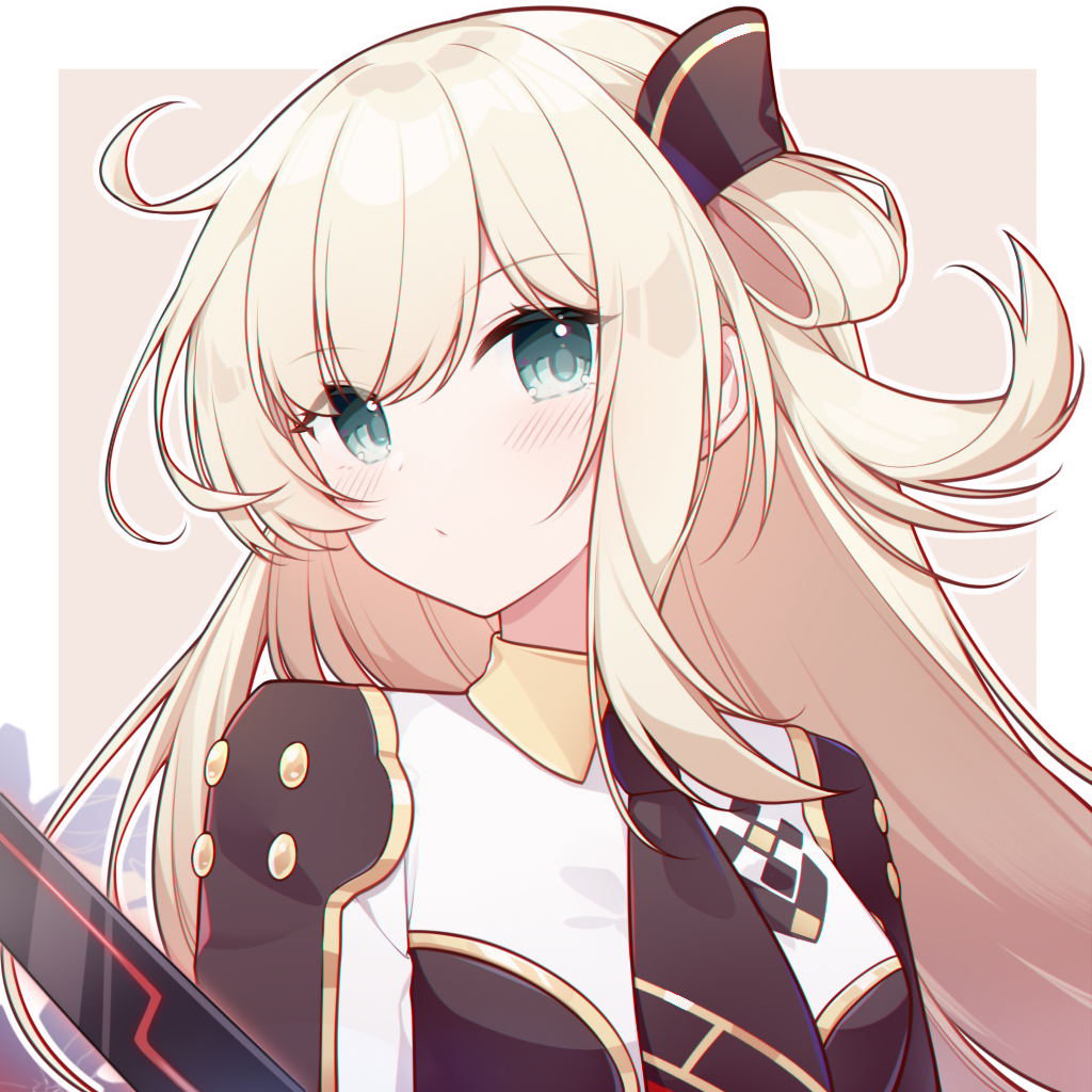 1girl, blonde_hair, blush, brown_background, closed_mouth, commentary_request, duel_monster, eta