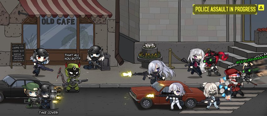 1boy, 6+girls, ak-12, ak-12_(girls'_frontline), ak-12_(lucia)_(girls'_frontline), ak-15, ak-15_(erwin)_(girls'_frontline), ak-15_(girls'_frontline)