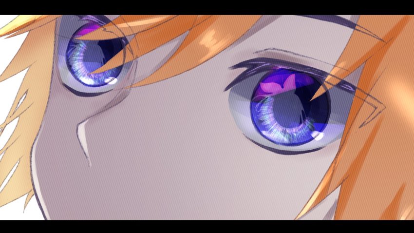 1boy, 1girl, bad_id, bad_twitter_id, blonde_hair, blue_eyes, bow, close-up, commentary, eye_focus, eye_reflection, hair_bow, highres, honey_lemon1227, kagamine_len, kagamine_rin, letterboxed, reflection, short_hair, silhouette, vocaloid