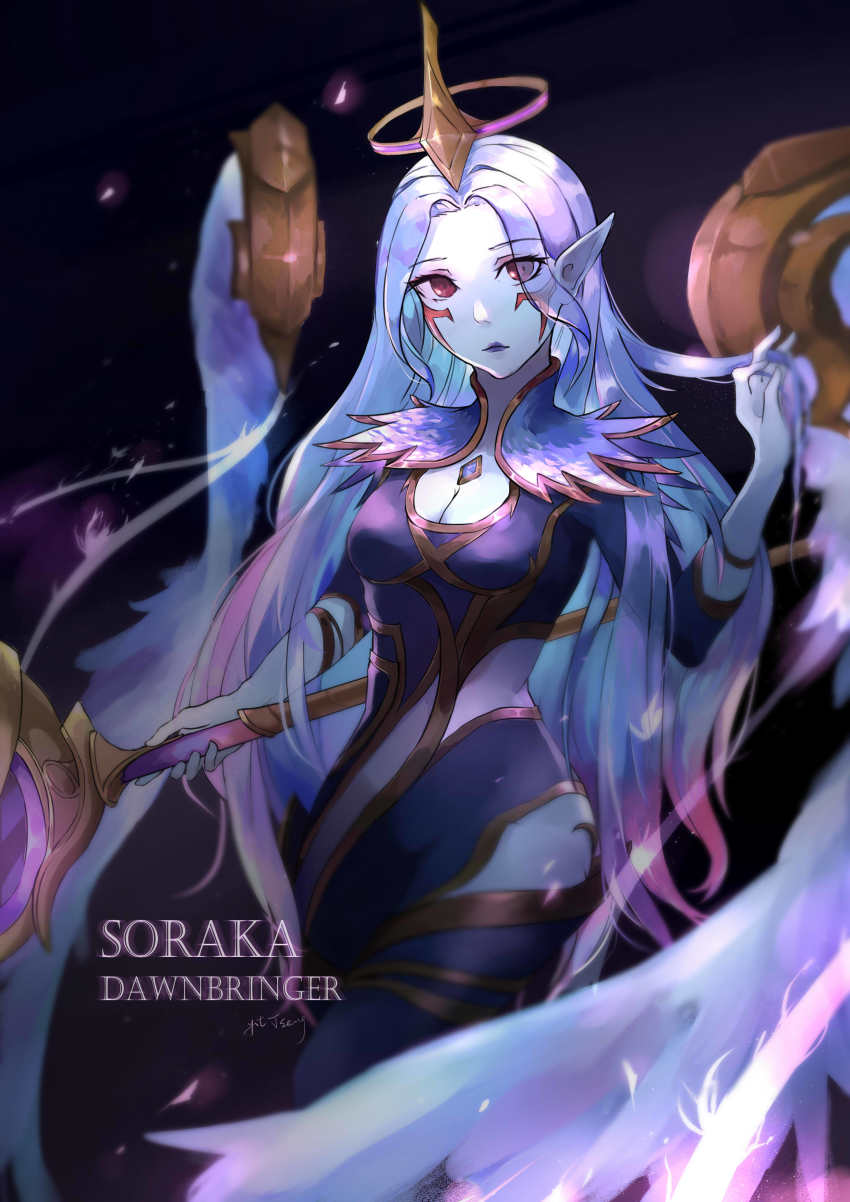 1girl, absurdres, albertep_(tseng), alternate_costume, alternate_eye_color, alternate_hairstyle, alternate_skin_color, artist_name