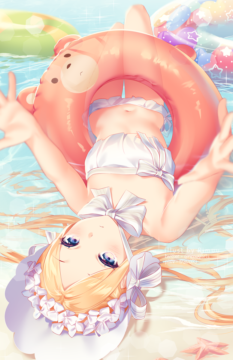 1girl, abigail_williams_(fate), abigail_williams_(swimsuit), abigail_williams_(swimsuit_foreigner)_(fate), abigail_williams_(swimsuit_foreigner)_(third_ascension)_(fate), bandeau, bare_shoulders, bikini