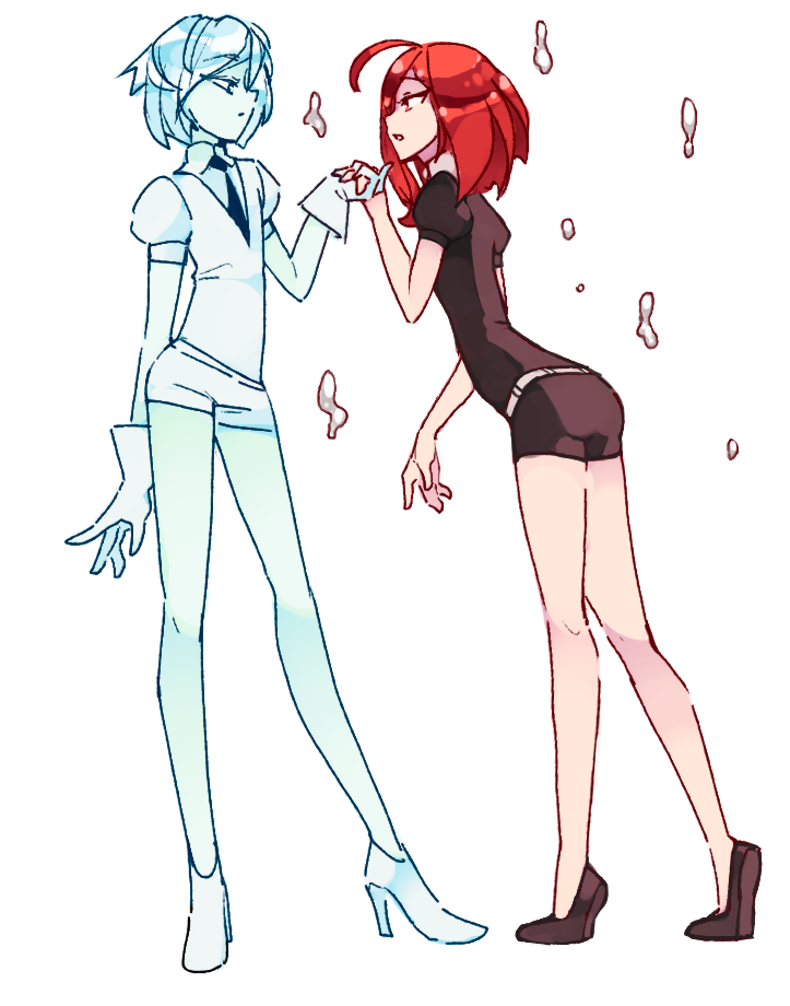 2others, ahoge, androgynous, antarcticite, cinnabar_(houseki_no_kuni), colored_eyelashes, gem_uniform_(houseki_no_kuni), gloves