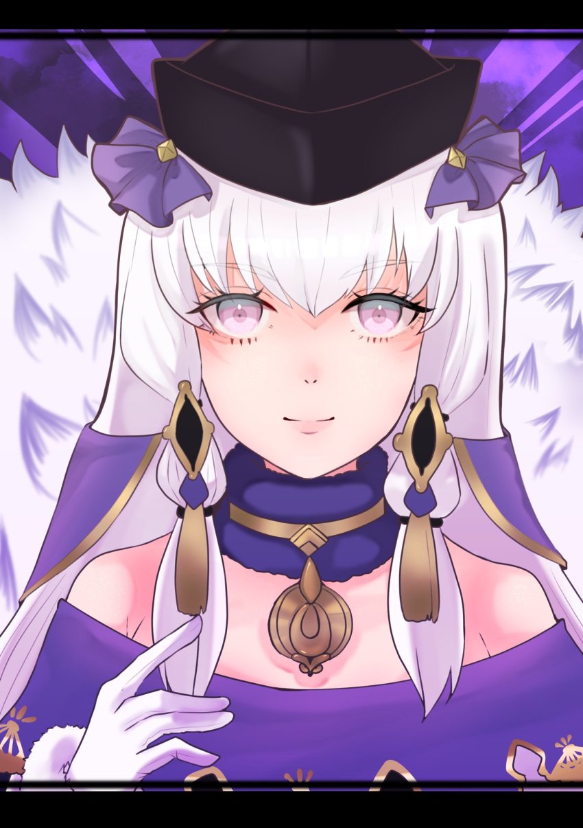 1girl, black_hat, fire_emblem, fire_emblem:_three_houses, gloves, hair_ornament, hat, highres