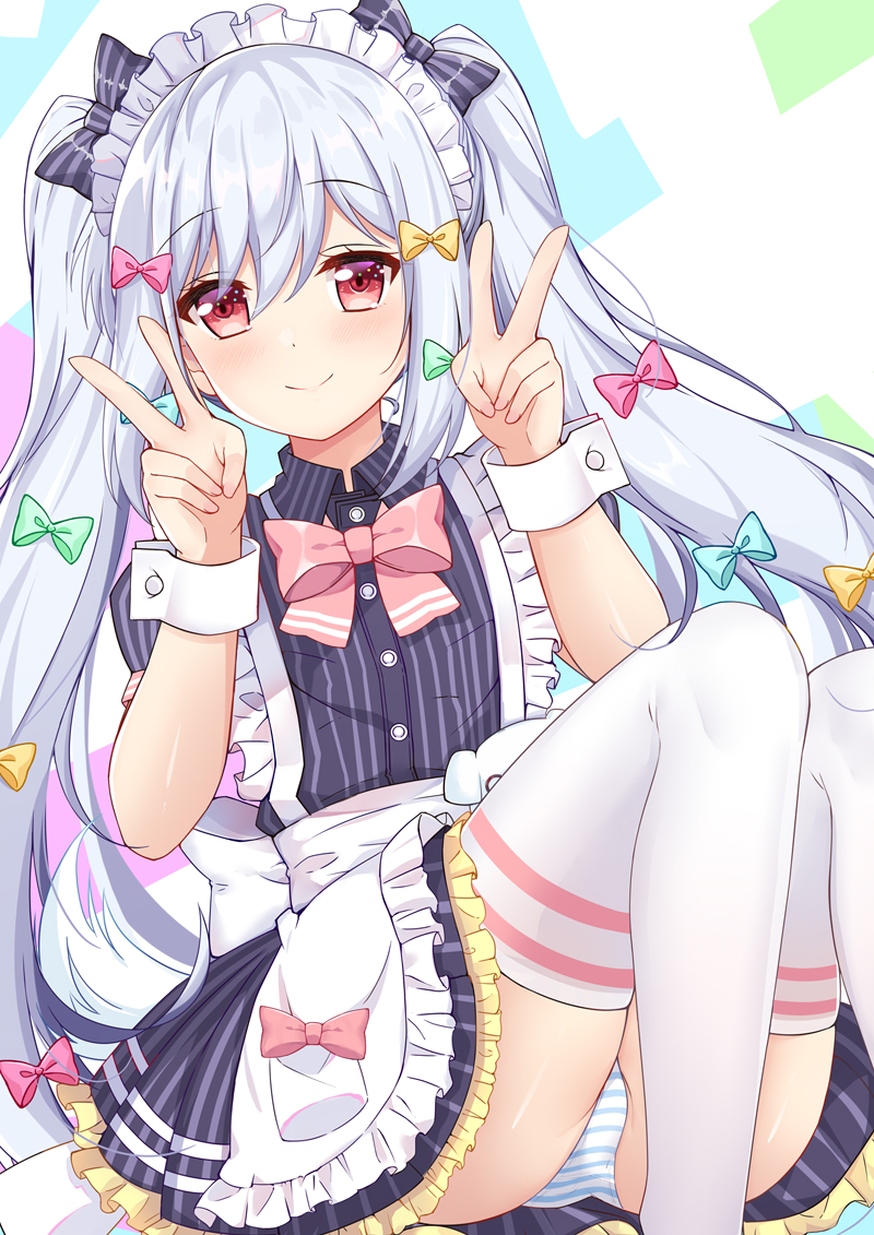 1boy, blush, bow, bowtie, closed_mouth, collared_dress, commentary_request, crossdressing