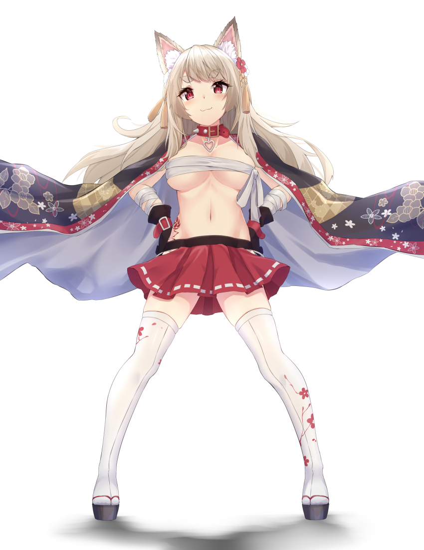 1girl, :3, absurdres, animal_ear_fluff, animal_ears, azur_lane, bandaged_arm, bandages