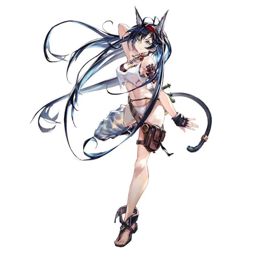 1girl, animal_ears, arknights, arm_up, armpits, bare_shoulders, bikini, black_bikini