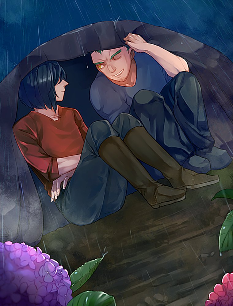 2boys, beard, boots, brothers, cape, facial_hair, flower, gannen_harst