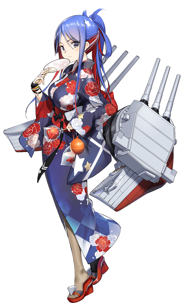 1girl, full_body, hand_fan, kantai_collection, official_art, solo, south_dakota_(kancolle), south_dakota_(yukata)_(kancolle)