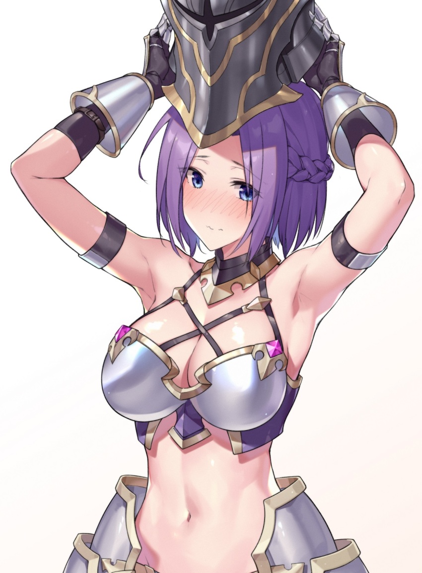 1girl, arm_strap, armor, armpits, bare_shoulders, bikini, bikini_armor, black_gloves