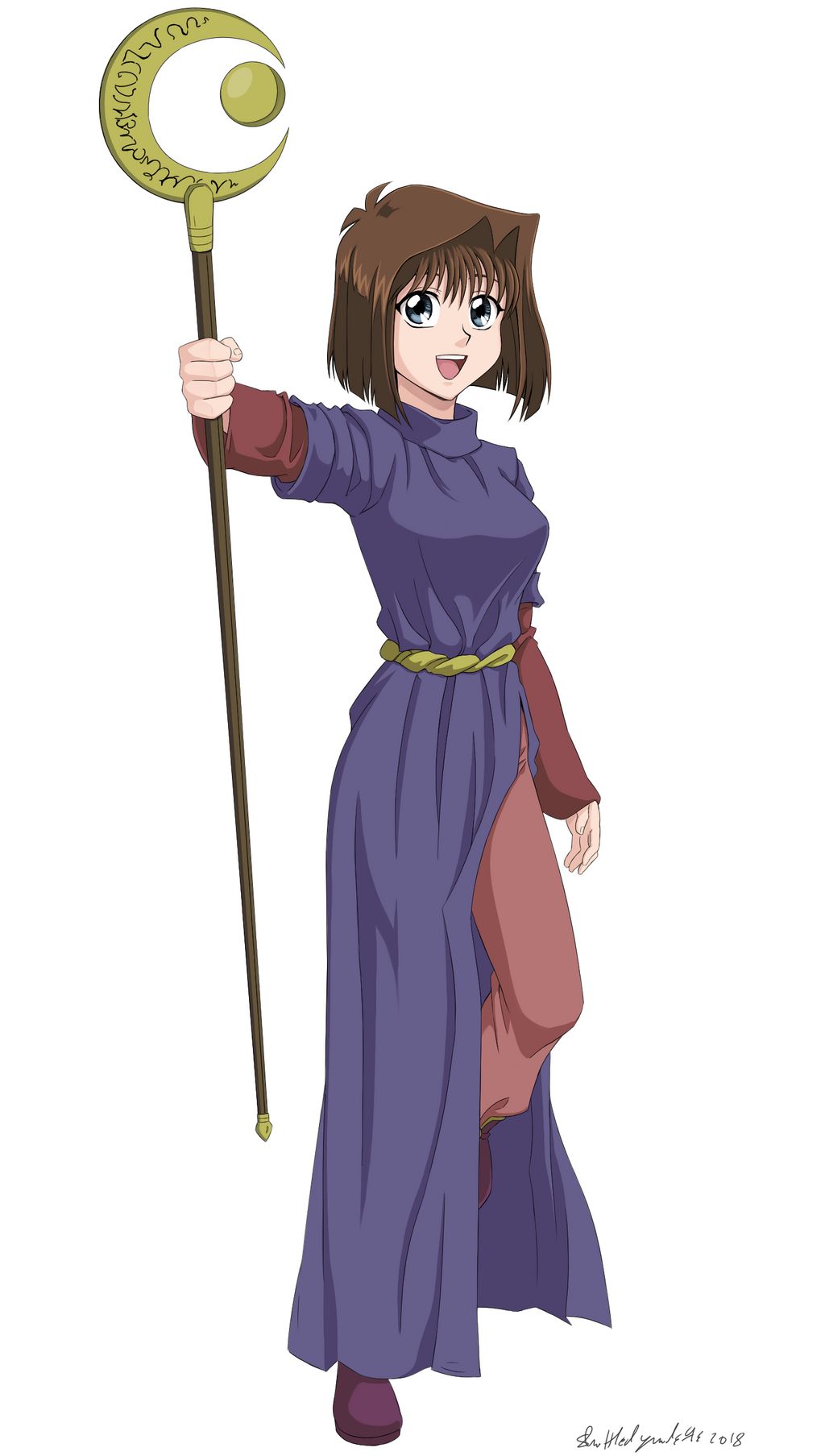 1girl, cosplay, highres, magician_of_faith, mazaki_anzu, shuffledyandere, simple_background, solo, white_background, yu-gi-oh!