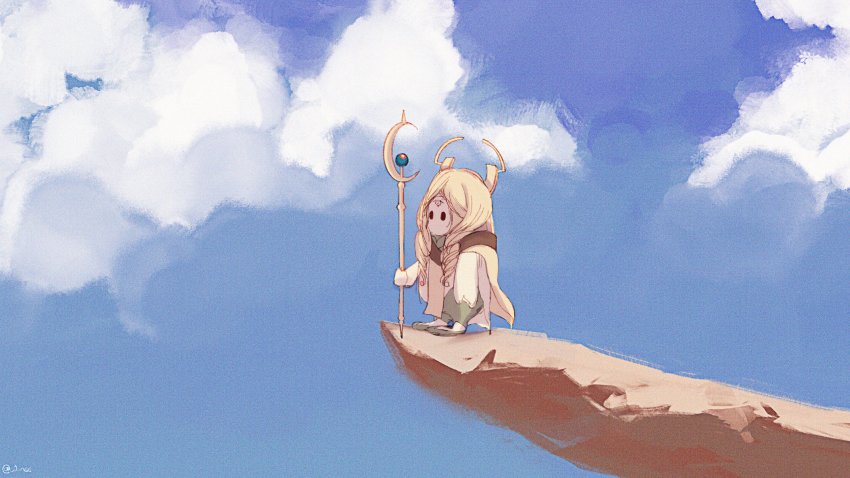 absurdres, blonde_hair, cliff, cones_(c0_nes), day, emmeryn_(fire_emblem), fall_guy, fall_guys