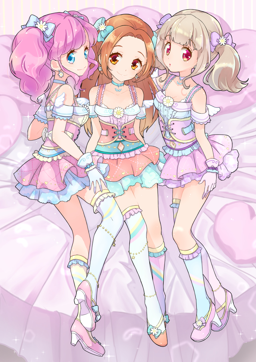 3girls, :o, absurdres, aikatsu!, aikatsu!_(series), aikatsu_on_parade!, amahane_madoka, asymmetrical_legwear