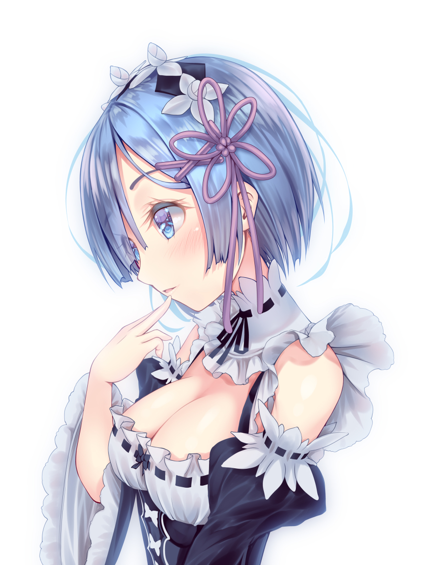 1girl, absurdres, bad_id, bad_pixiv_id, black_ribbon, black_sleeves, blue_eyes, blue_hair