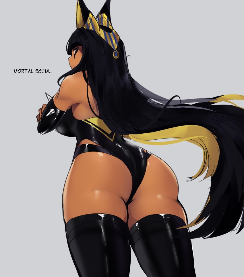 ..., 1girl, animal_ears, anput_(nsfwolf), ass, back, backless_leotard, black_hair