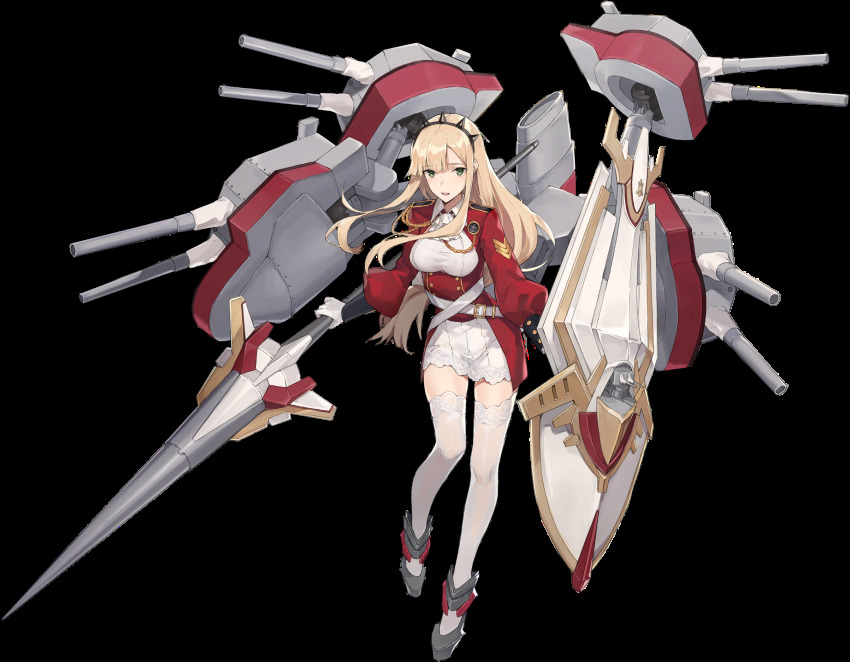 1girl, artist_request, blonde_hair, blue_oath, breasts, green_eyes, hairband, highres