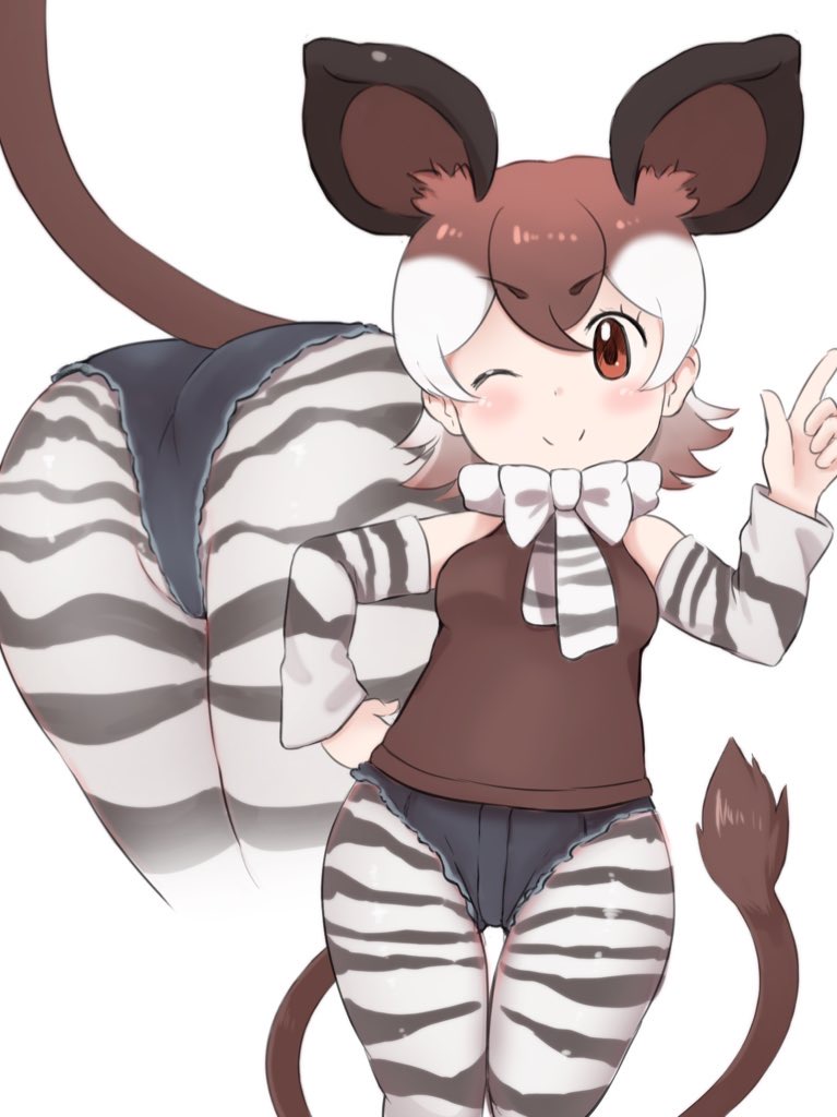 1girl, ;), adapted_costume, akatsuki_no_guuru, animal_ears, animal_print, ass, bare_shoulders