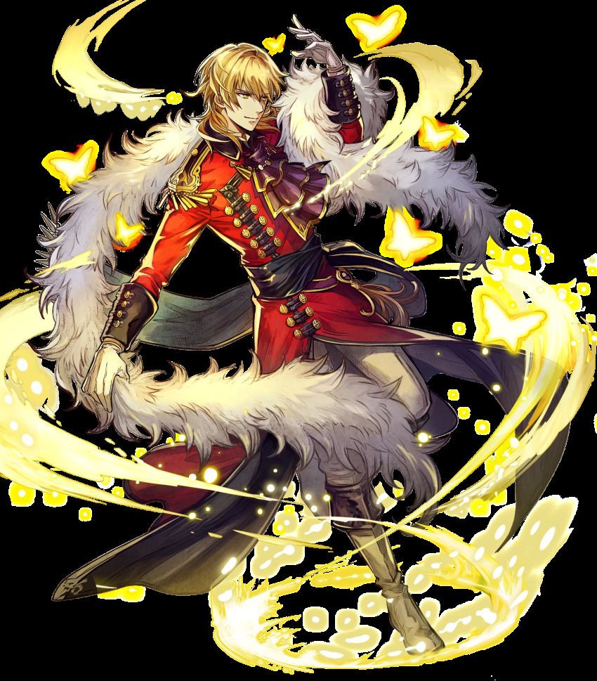 1boy, alternate_costume, blonde_hair, boots, bug, butterfly, dancing, eldigan_(fire_emblem)