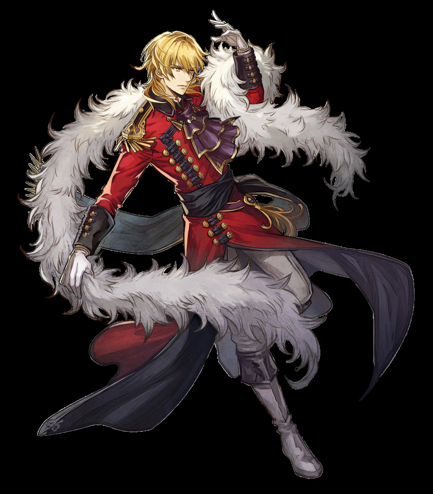 1boy, alternate_costume, blonde_hair, boots, dancing, eldigan_(fire_emblem), eldigan_(masquerade)_(fire_emblem), epaulettes