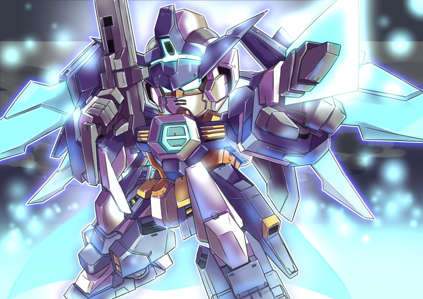 beam_rifle, blue_eyes, chibi, daigosan_(k66daigensui), energy_gun, floating, gun, gundam
