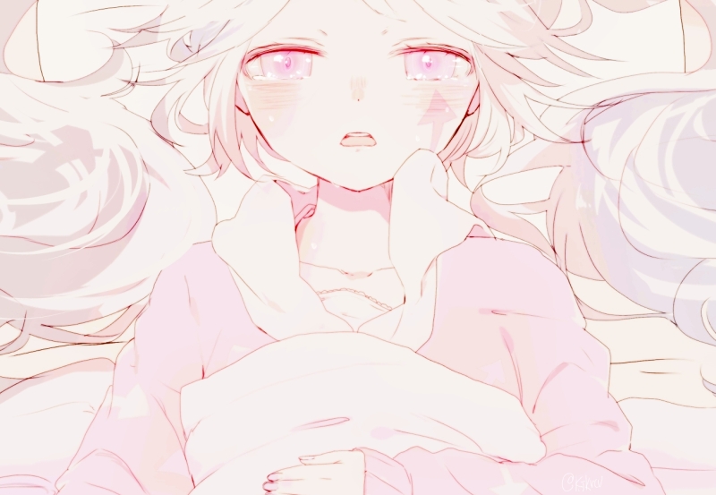 2girls, arrow_(symbol), arrow_print, blush, commentary, facial_tattoo, half-closed_eyes, hatsune_miku