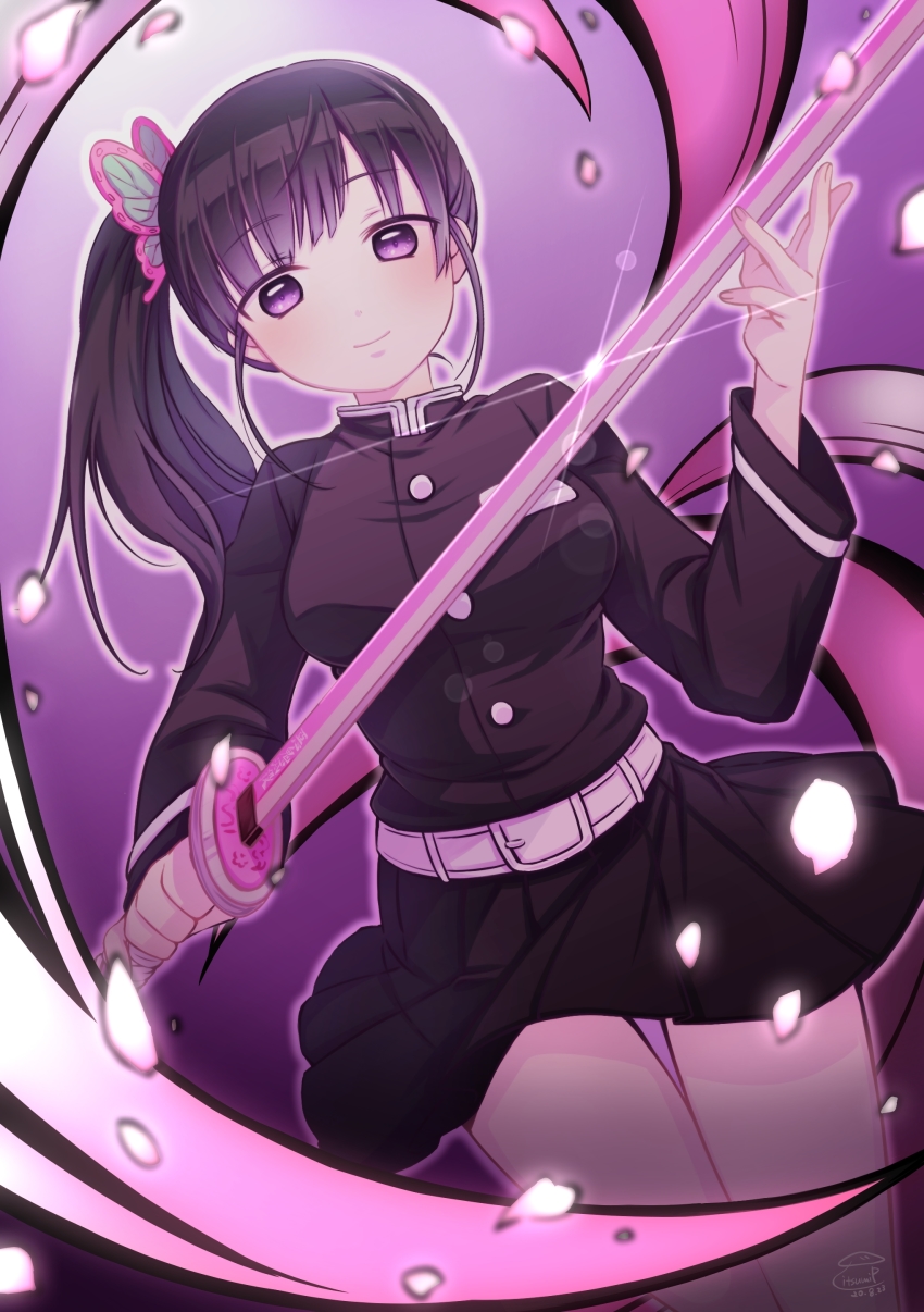 1girl, absurdres, belt, belt_buckle, black_hair, black_jacket, black_skirt, breasts