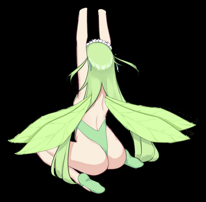 1girl, arms_up, ass, backless_outfit, bare_back, black_souls, black_souls_2, fairy