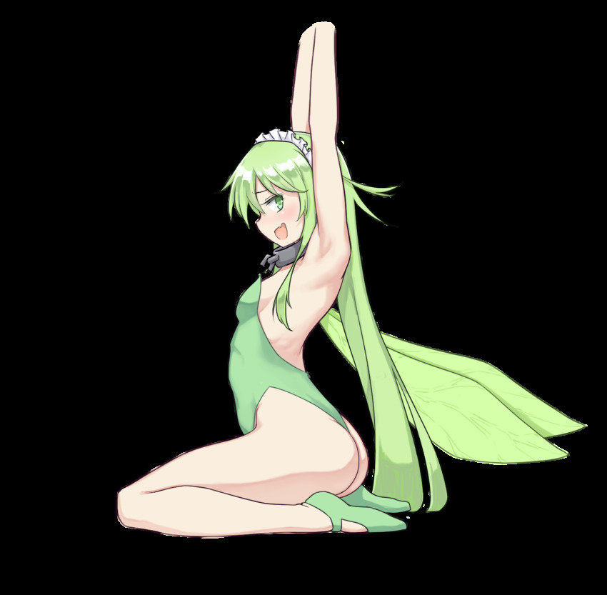 1girl, :d, armpits, arms_up, ass, black_souls, black_souls_2, breasts