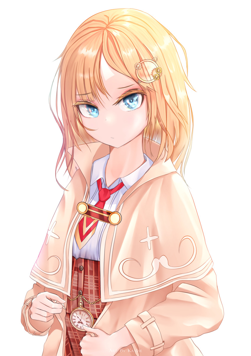 1girl, absurdres, bad_id, bad_pixiv_id, beige_capelet, beige_jacket, blonde_hair, blue_eyes