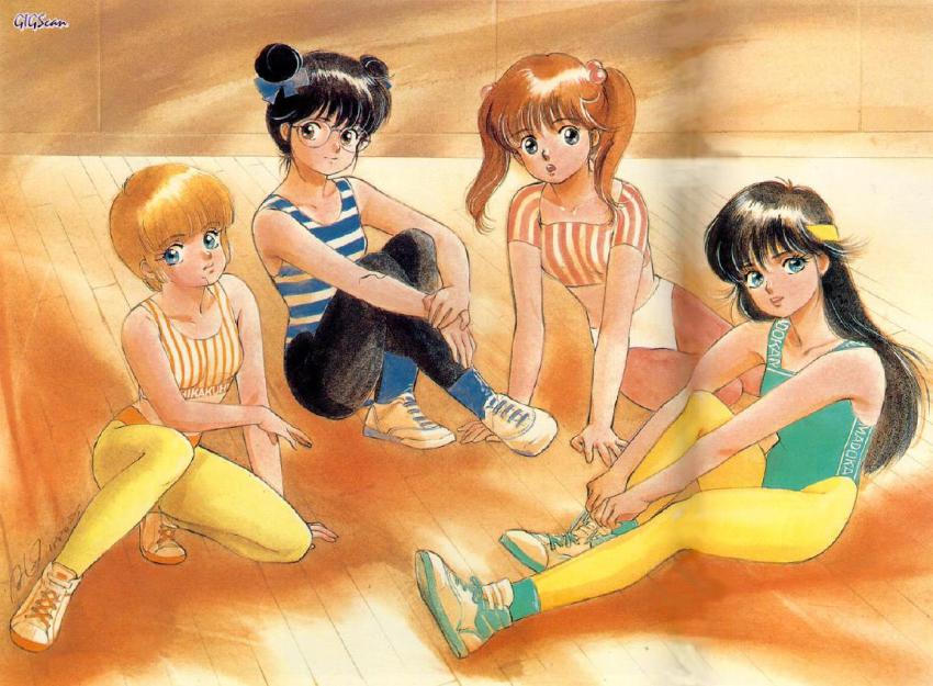 1980s_(style), ayukawa_madoka, black_hair, blonde_hair, brown_hair, hiyama_hikaru, kasuga_kurumi, kasuga_manami