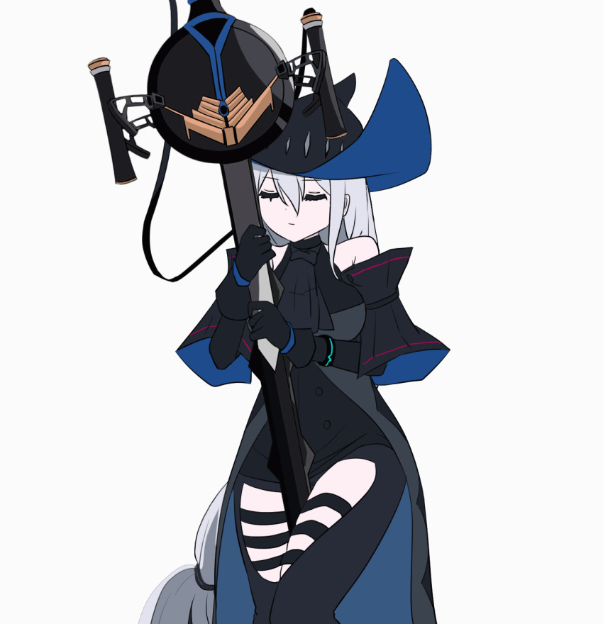 1girl, =_=, animated, animated_gif, arknights, artist_request, ascot, bare_shoulders