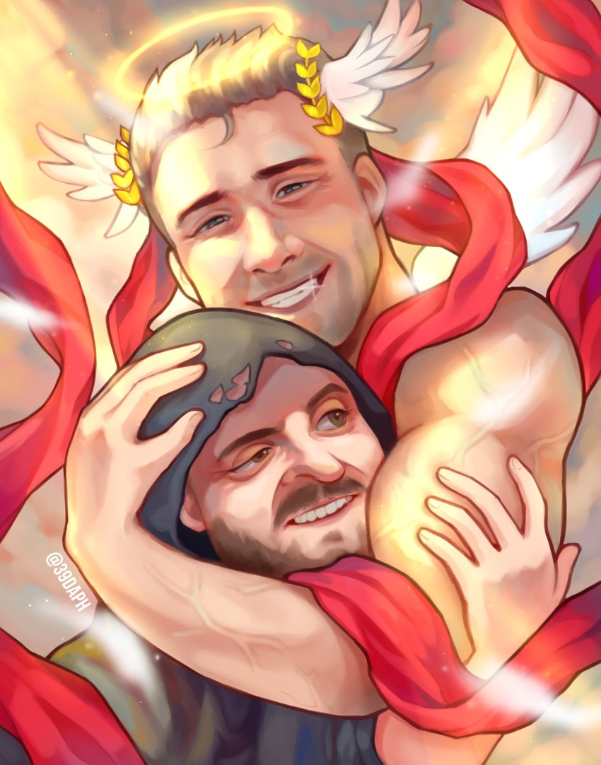 absurdres, billy_herrington, forsen, highres, hug, muscular, smile, tagme