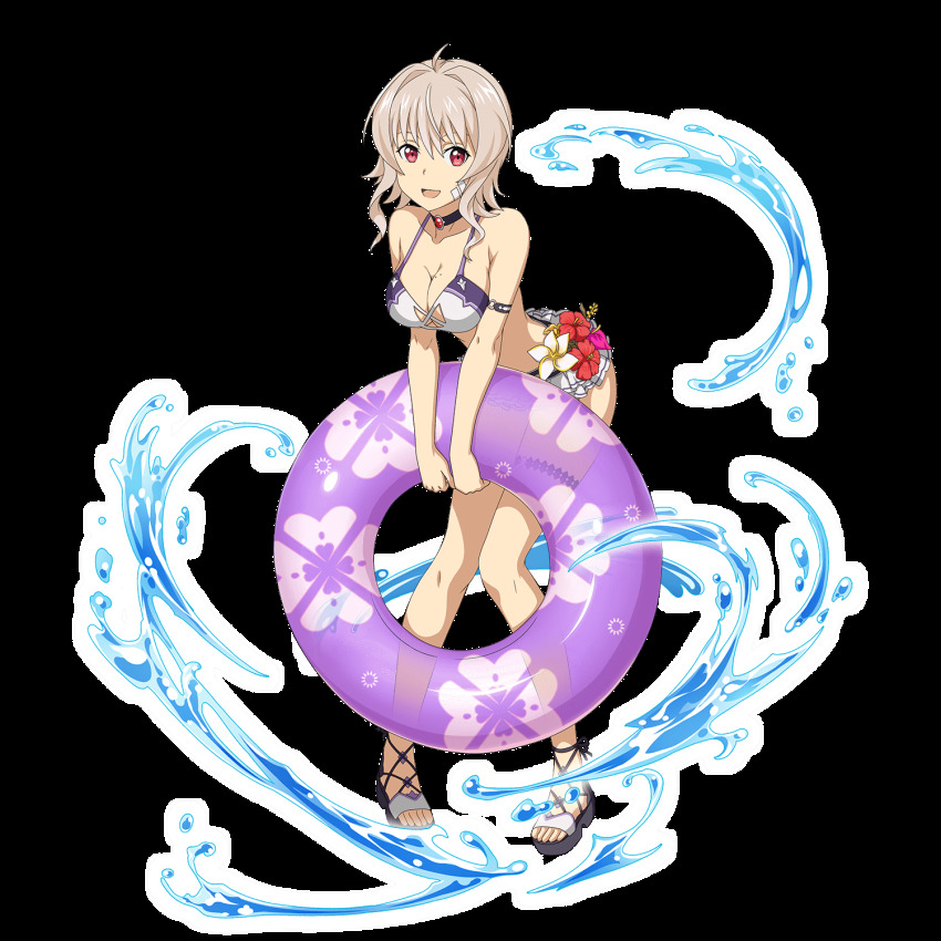 1girl, :d, ahoge, bandaid, bandaid_on_cheek, bandaid_on_face, bikini, breasts