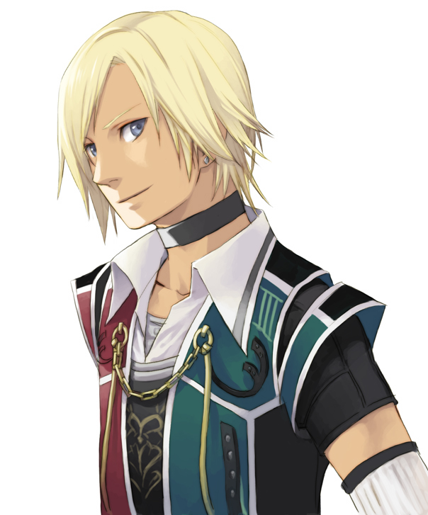 1boy, arita_youko, blonde_hair, blue_eyes, chain, choker, david_nassau, detached_sleeves