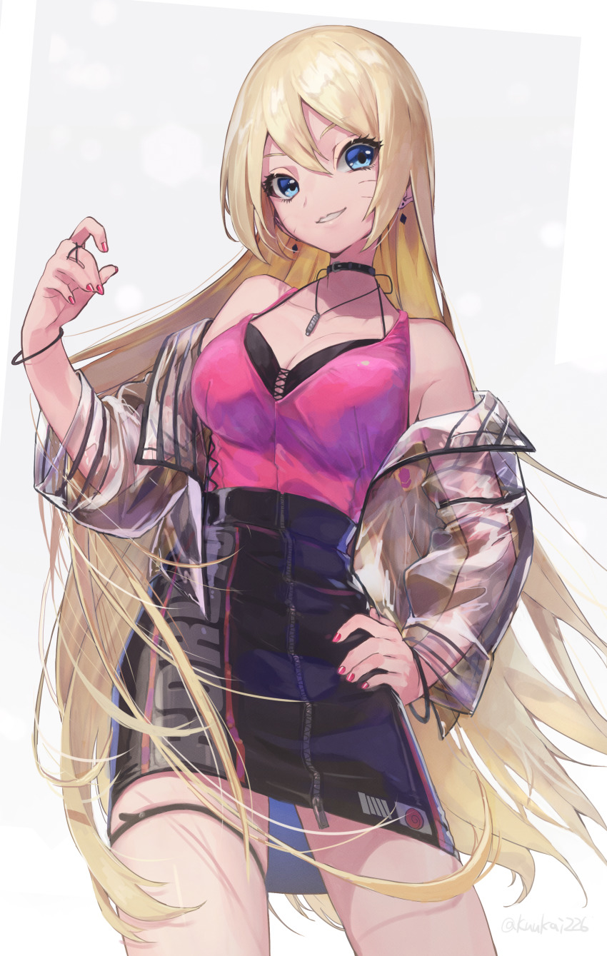 1girl, absurdres, ass, bikini, blonde_hair, blue_eyes, blush, boruko, boruto:_naruto_next_generations, boruto:_naruto_the_movie, breasts, cowboy_shot, facial_mark, from_behind, genderswap, genderswap_(mtf), heart, highres, huge_filesize, kuukai_(adexi), large_breasts, long_hair, looking_at_viewer, looking_back, nail_polish, naruto_(classic), naruto_(series), parted_lips, sexy_no_jutsu, skindentation, solo, swimsuit, twintails, uzumaki_boruto, whisker_markings