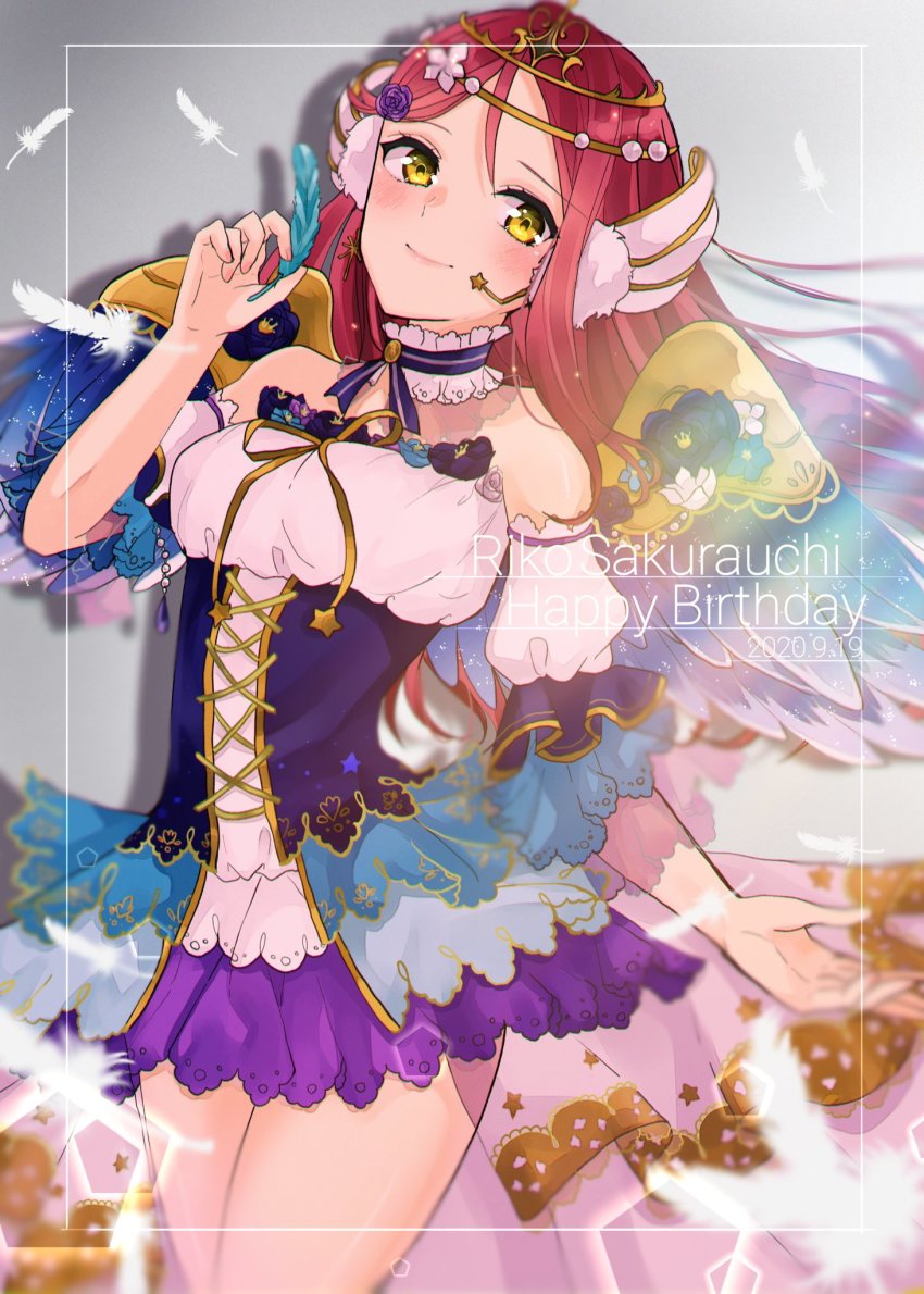 1girl, alternate_hairstyle, angel_wings, aqua_skirt, artist_name, artist_request, bare_legs, bare_shoulders