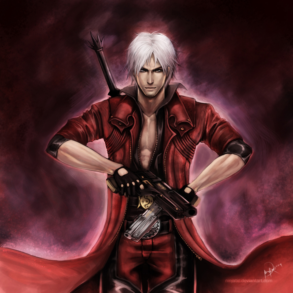 00s, 1boy, aura, capcom, dante_(devil_may_cry), devil_may_cry_(series), devil_may_cry_4, dual_wielding
