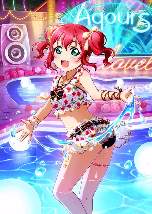 1girl, aqua_eyes, arm_ribbon, artist_name, artist_request, bare_shoulders, bikini, bikini_skirt